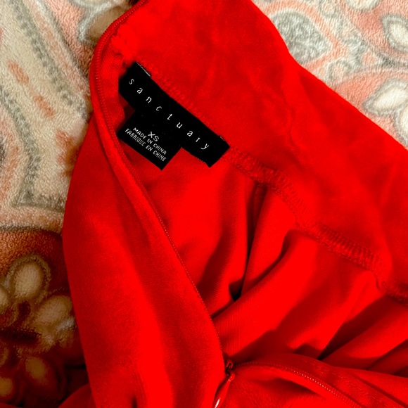 Red Velour Shift Casual Dress size XS - Picture 4 of 7